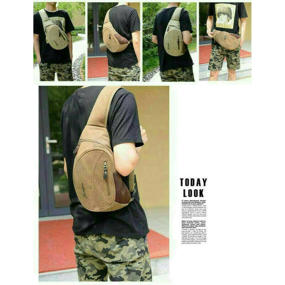 Jual Tas Selempang Pria Kanvas Army Ada Tempat Botol Kt005 | Shopee