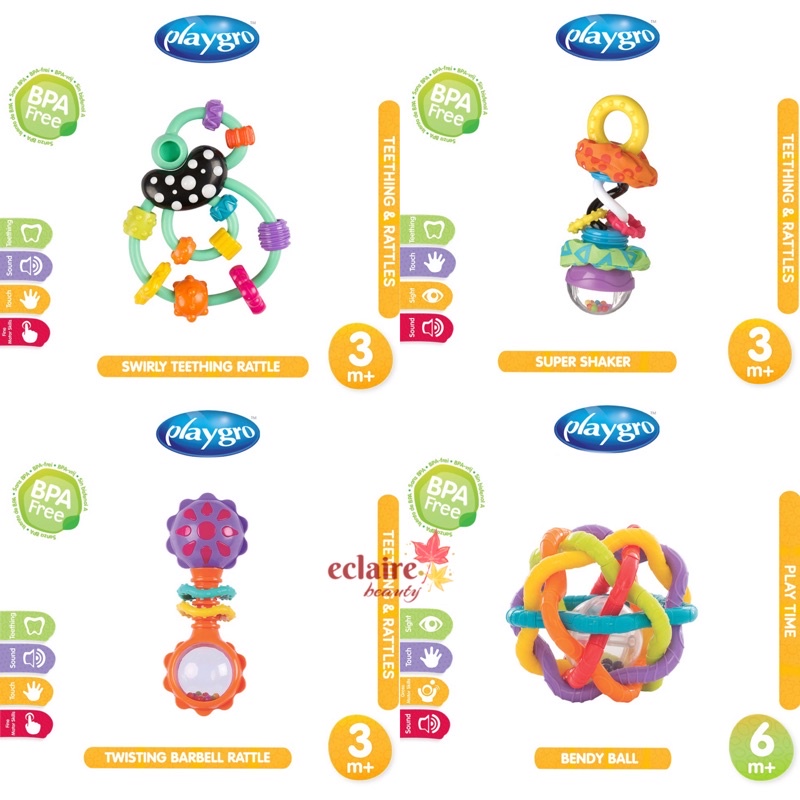 Jual Playgro Series Mainan Anak ( clip clop rattle Bendy Ball Twisting ...