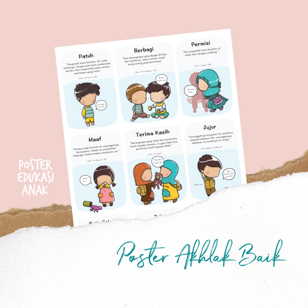 Jual Poster Akhlak Baik Anak Muslim Media Edukasi Anak Belajar Islam