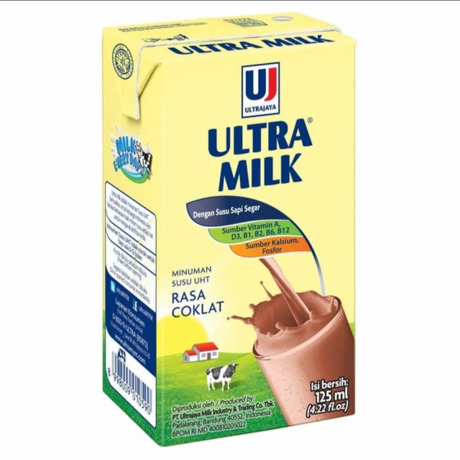 Jual Susu Ultra Milk Mini Kotak UHT Rasa Cokelat | Chocolate - 125 ml ...