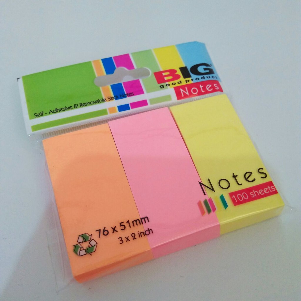 Jual [PCS] BIG STICKY NOTES 76X51 3 WARNA PEMBATAS & PENANDA KERTAS ...