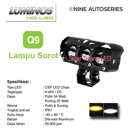 Jual LUMINOS Q9 NINE LAMPU SOROT LASER 3 MATA 2 WARNA HILO PUTIH KUNING ...