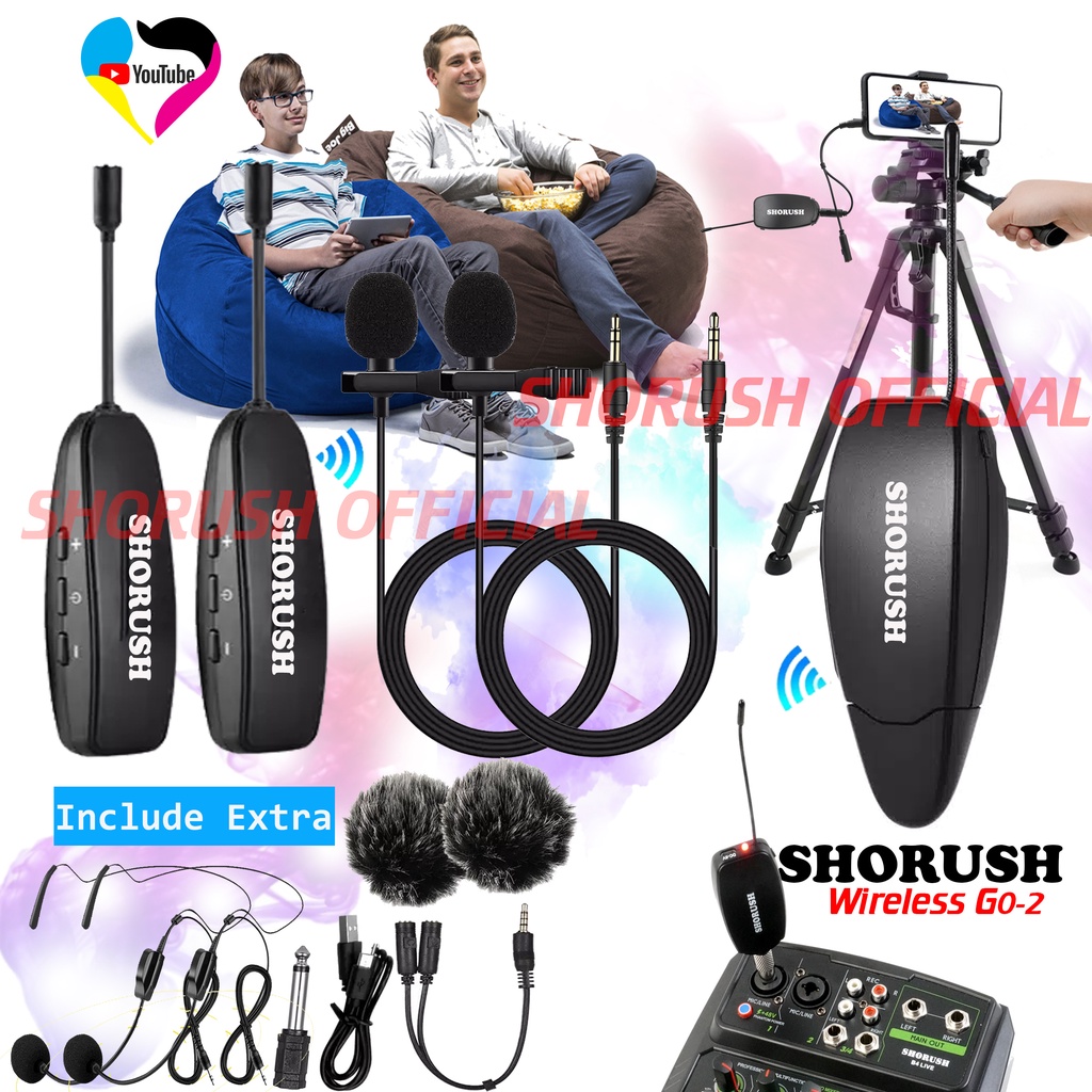 Jual Shorush Go Dual Microphone Mic Clip On Wireless G Prank Vlog Untuk Orang Smartphone Hp