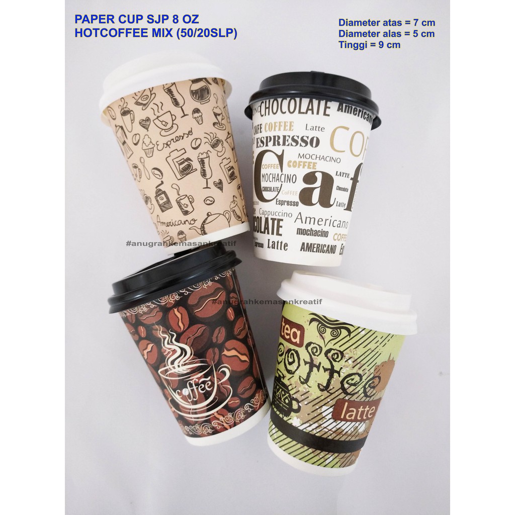 Jual Paper Cup Gelas Kertas Polos Motif Ukuran Oz Pcs