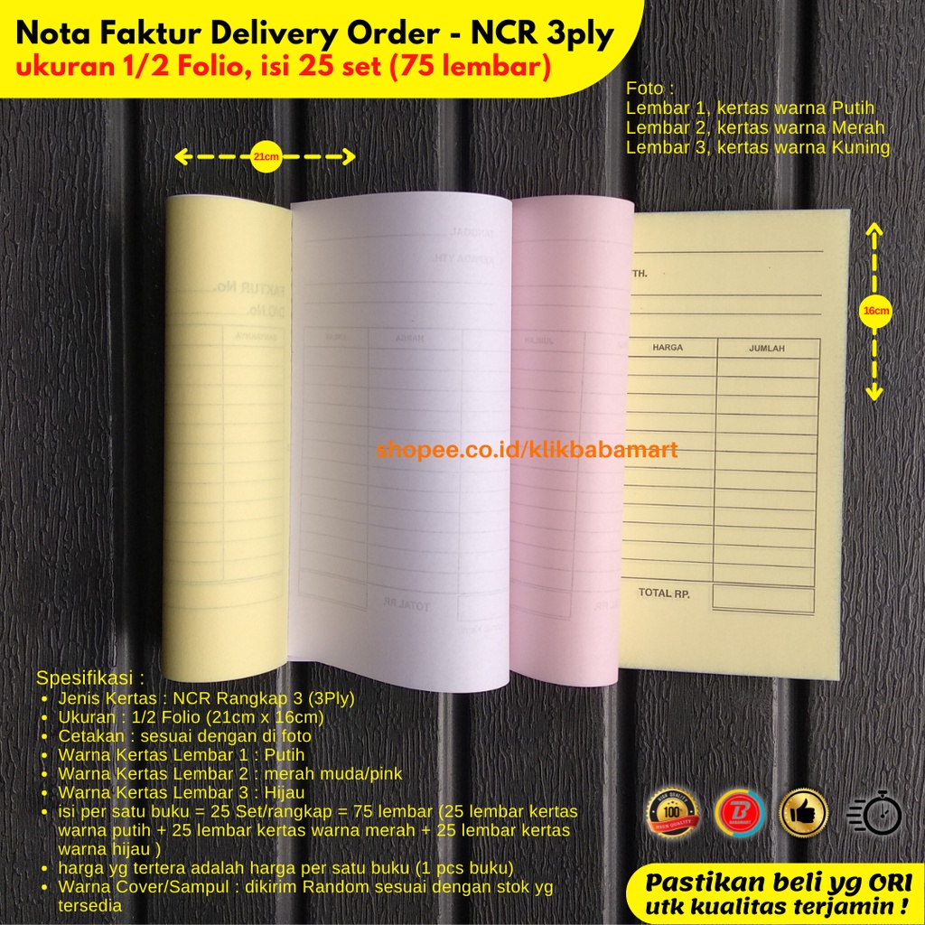 Jual SURAT JALAN NOTA FAKTUR DELIVERY ORDER DO EKSPEDISI 1/2 FOLIO ...