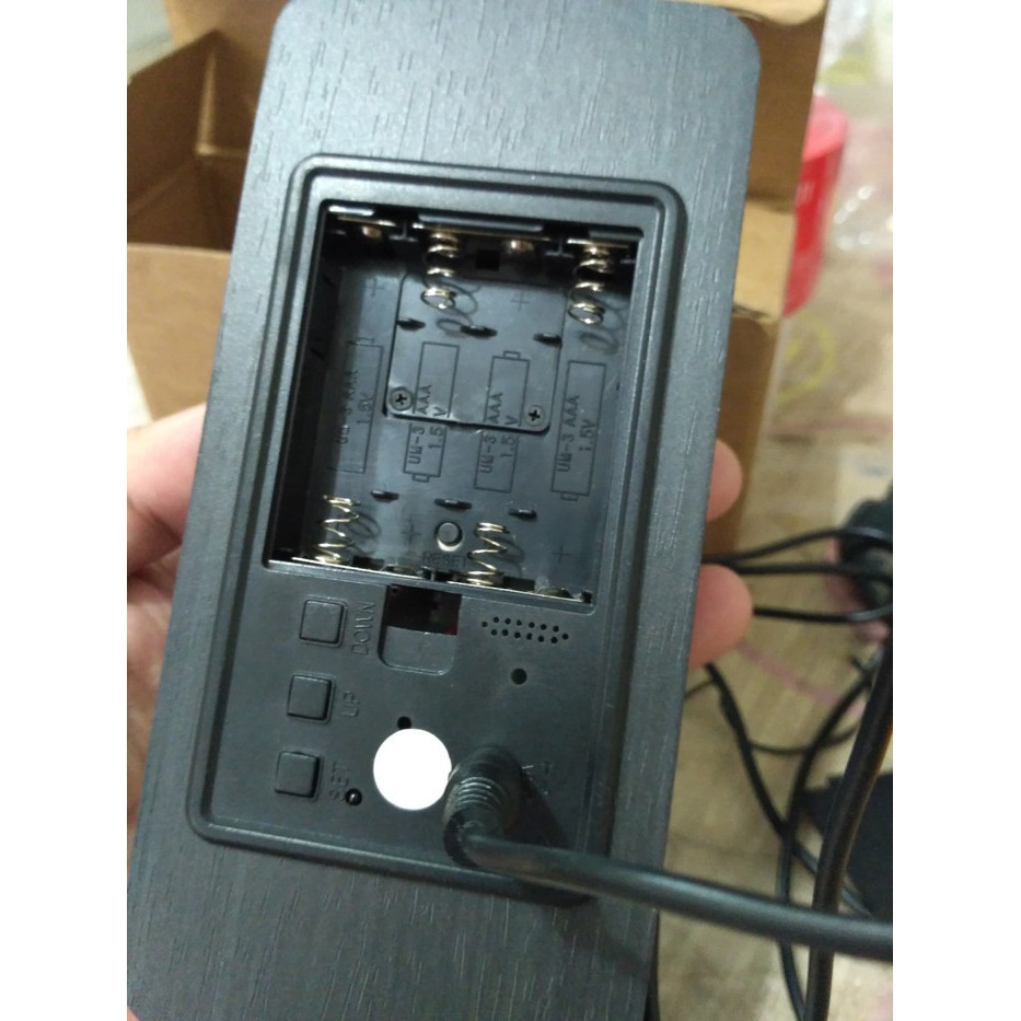 Jual jam unik desain kayu led digital/termometer jam meja/jam keren ...