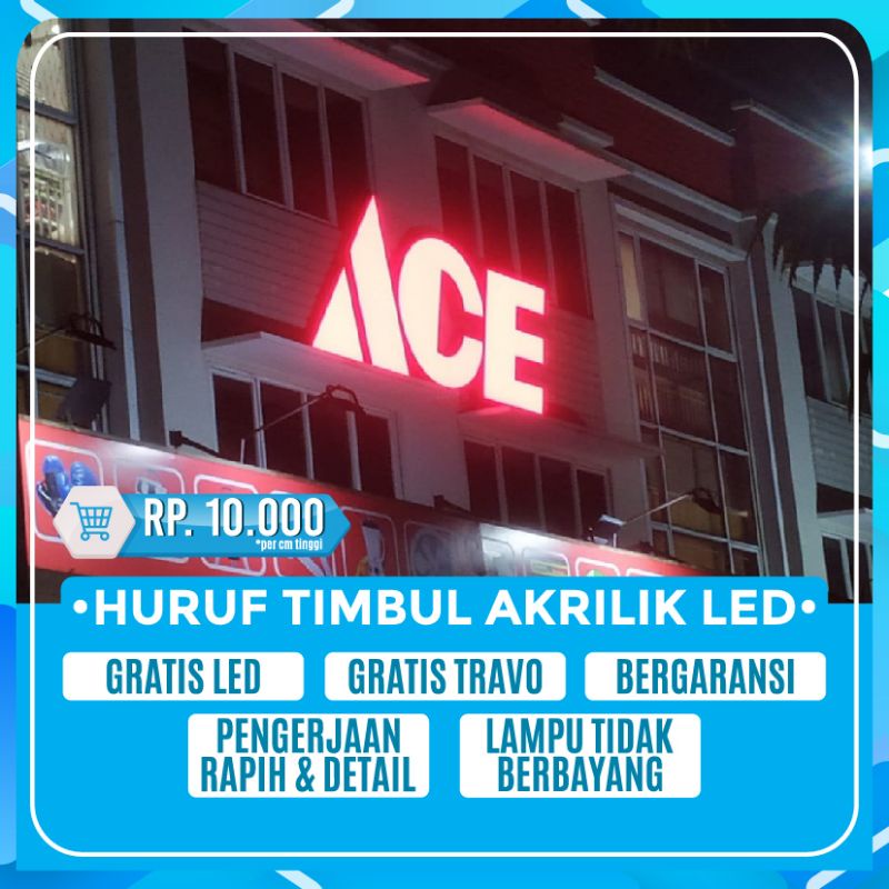 Jual HURUF TIMBUL AKRILIK LED 3D ACRYLIC STAINLESS GALVANIL NYALA ...