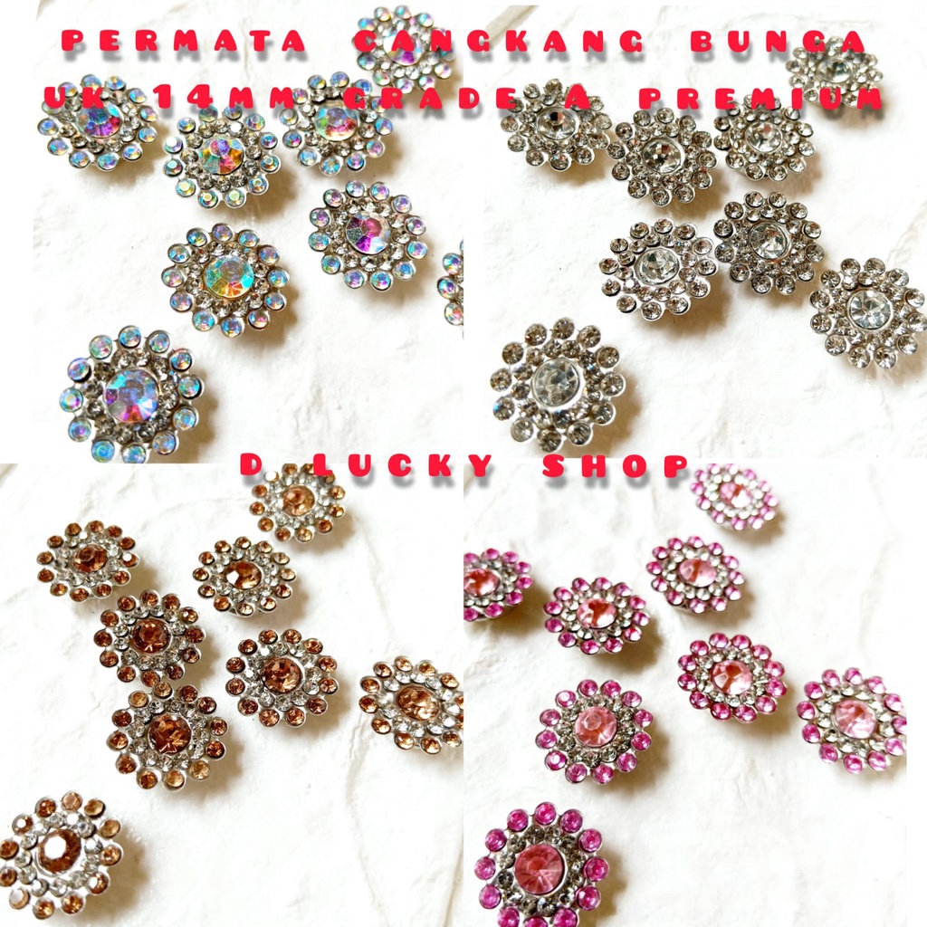Jual permata cangkang bunga diamond cangkang bunga grade A uk 14mm per ...