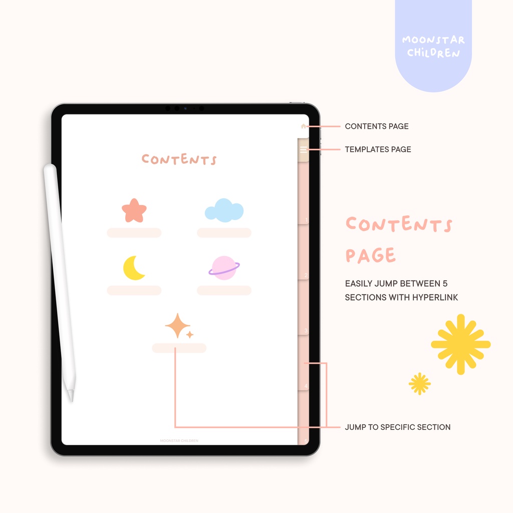 Jual Ester 5 Sections Tabs Digital Notebook BuJo Journal Note taking ...