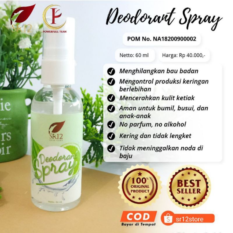 Jual DEODORANT SPRAY SR12 bagus alami herbal untuk anak, pria, terbaik