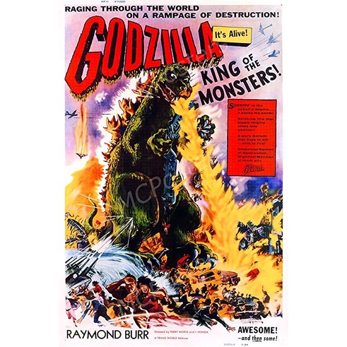 Tirage Mural Sur Toile – Godzilla 1954 – Noir Et Blanc Vintage – Encadré, Prêt à Poser