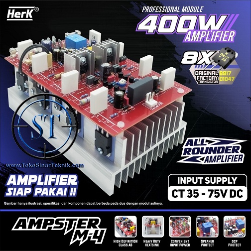 Jual Kit Power Amplifier AMPSTER M4 400W 400Watt Hi-Definition Audio