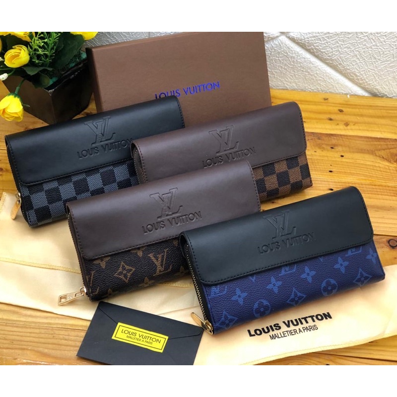 Jual MURAH DOMPET LV PRIA MONOGRAM KULIT IMPOR MOTIF KEMBANG