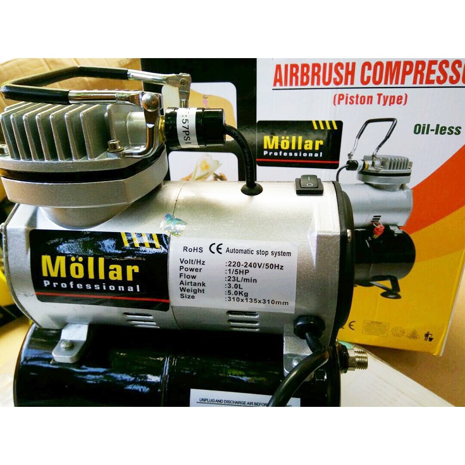 Jual Kompresor Mini Airbrush Oiless Plus Tabung 3L Mollar TC20T 150w ...