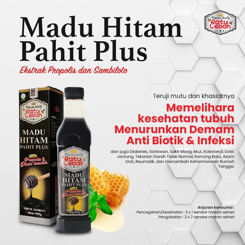 Jual Madu Hitam Pahit Ratu Lebah Plus Propolis Trigona Sambiloto Dan Insulin Diabet Kolesterol 8528