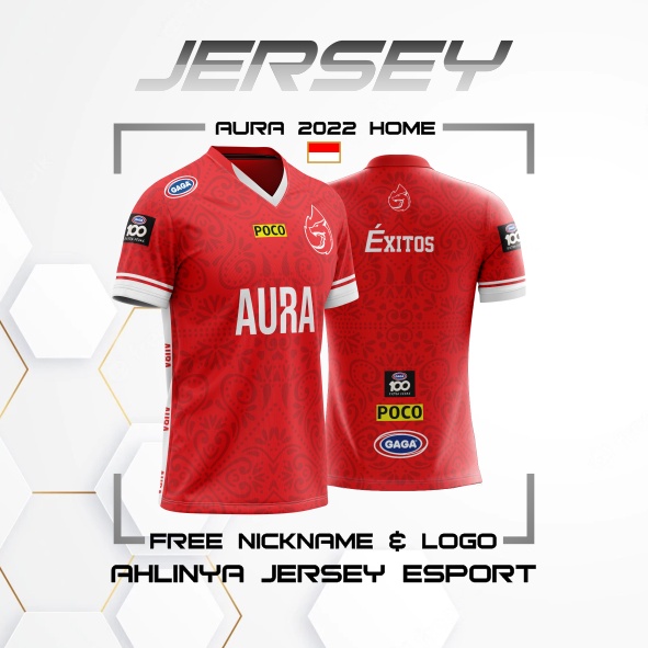 Jual JERSEY AURA ESPORT HOME TERBARU FULL PRINTING GRATIS CUSTOM