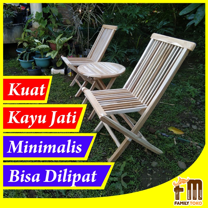 Jual Meja Kursi Lipat Taman dan Teras Kursi Multifungsi Full Kayu Jati