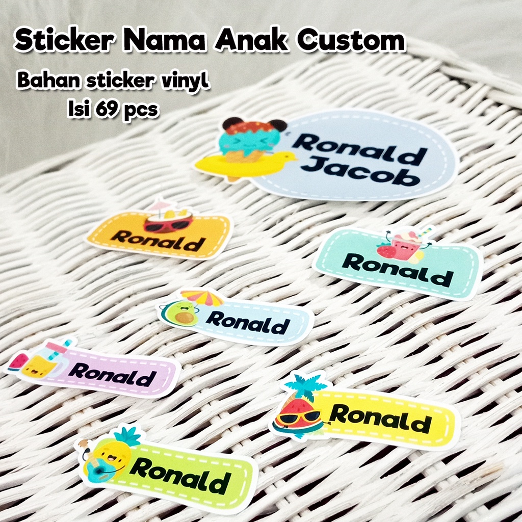Jual Isi 69 pcs Sticker Label Nama Anak Custom / Stiker nama / stiker