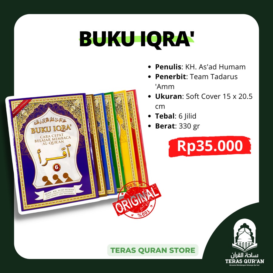 Jual Buku Iqro Jilid 1-6 A5 Lengkap Rasm Utsmani Berwarna Original ...