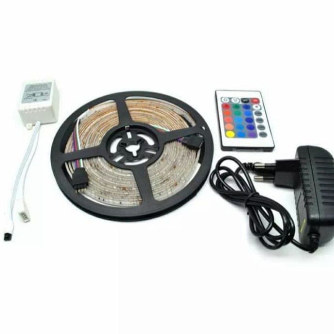 Jual (COD) Lampu Led Strip RGB warna warni 5 meter + adaptor + remote ...