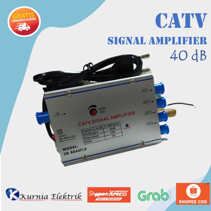 Jual CATV SIGNAL AMPLIFIER 40 DB 4 WAY Spliter CATV Signal Amplifier Shopee Indonesia