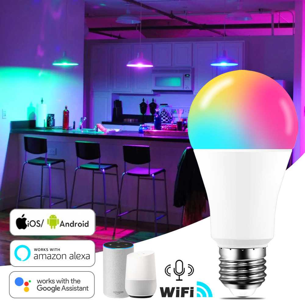 Jual Smart Light Bulb WiFi Bohlam LED RGB E27 15W Mirip Bardi Smart ...