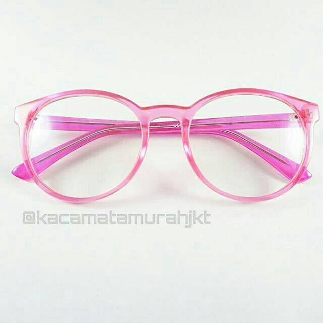 Jual Frame Kacamata Bulat Besar Kaca Bening Warna Pink Shopee Indonesia 3391