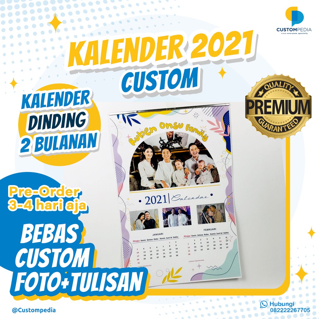 Jual KALENDER DINDING 2021 CUSTOM 2 BULANAN (SOUVENIR CUSTOM FOTO UNIK ...