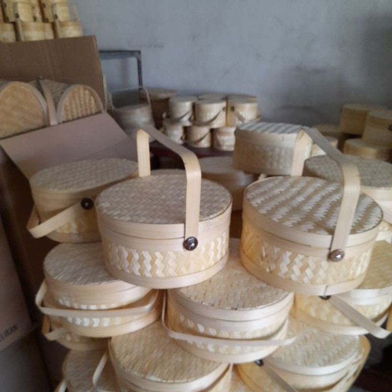 Jual hampers rantang bambu satuan diameter 25cm tinggi 12cm dibleching ...