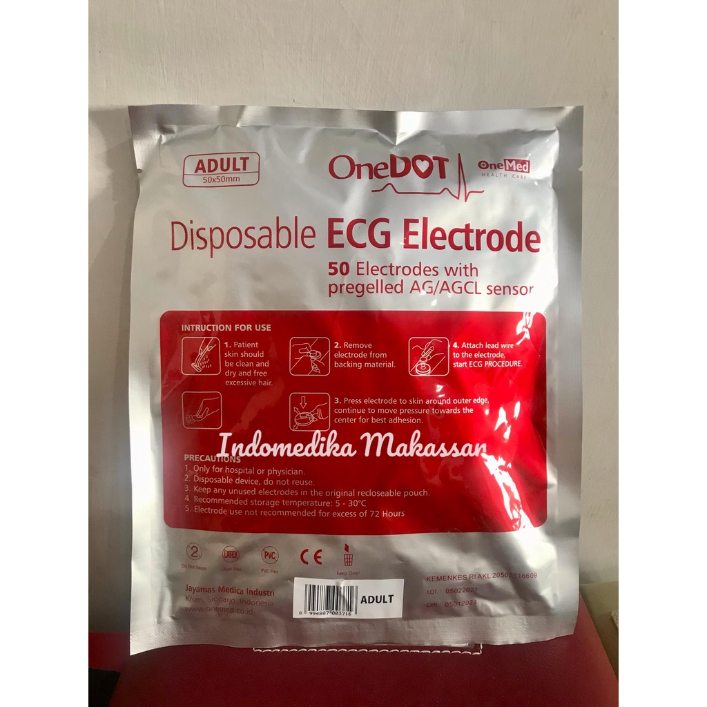 50 électrodes ECG Jetables Rondes Ag/AgCl 50mm - Pour Adultes, Avec Mousse Conductrice