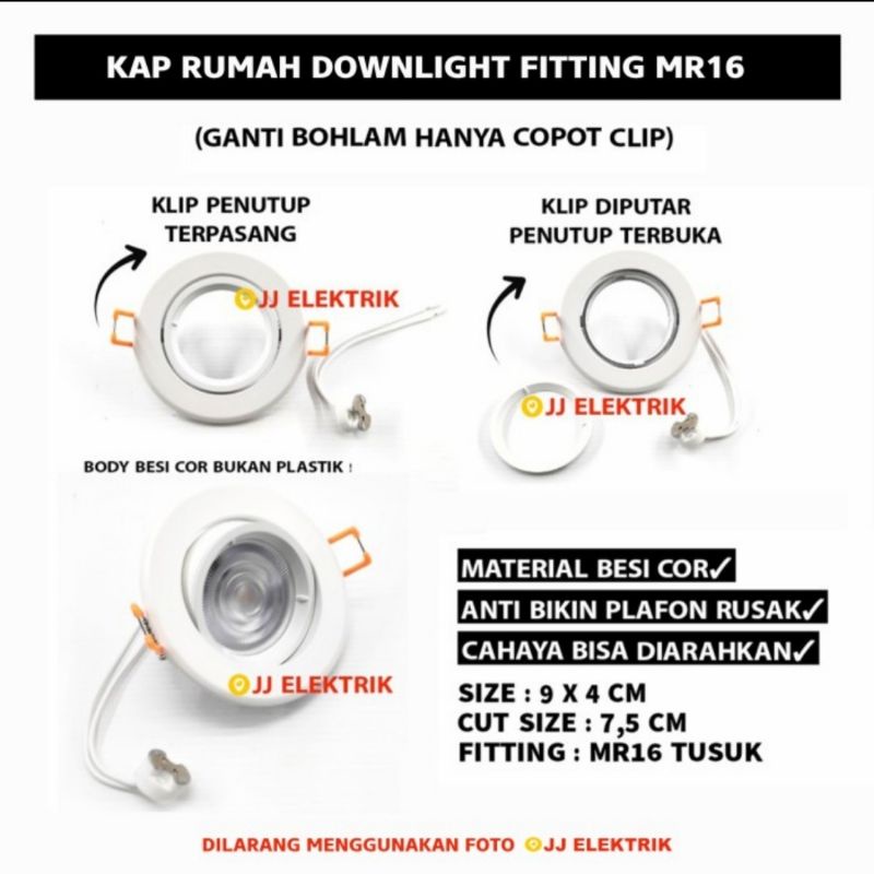 Jual Kap Lampu Sorot MR16 Downlight LED Spotlight Spot Minimalis Anti Plafon Rusak Shopee