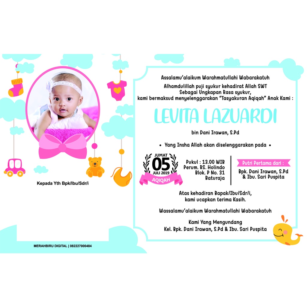 Jual UNDANGAN AQIQAH CETAK CEPAT UNDANGAN ANAK AQIQAH RASULAN