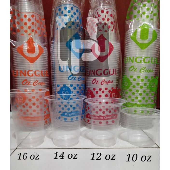 Jual Isi 50 Gelas Plastik Bening Gelas Oz Ukuran 10 Oz 12 Oz 14 Oz 16 Oz Gelas Pop Ice 3269