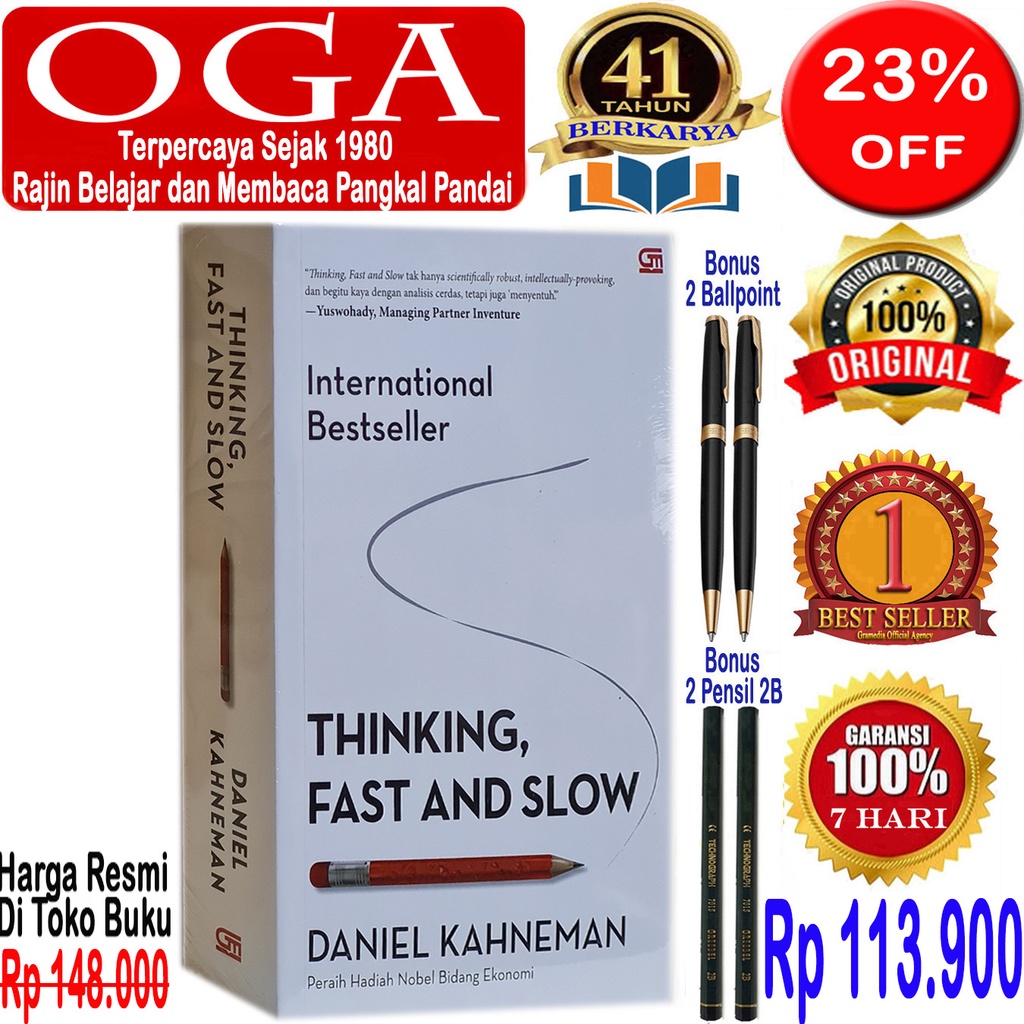 Jual Buku Thinking, Fast And Slow - Daniel Kahneman - Peraih Nobel ...