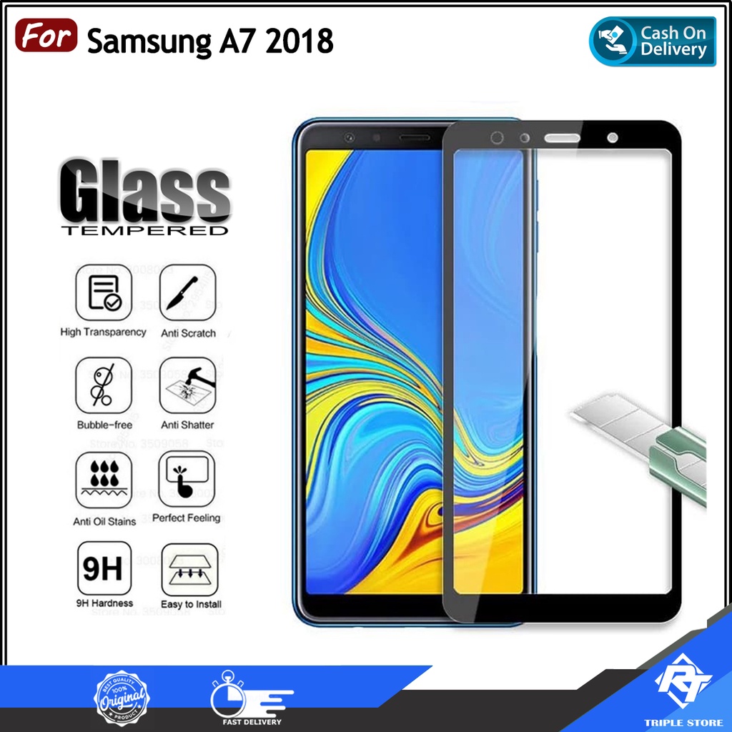 Jual Tempered Glass Full Screen Samsung A7 2018 Shopee Indonesia