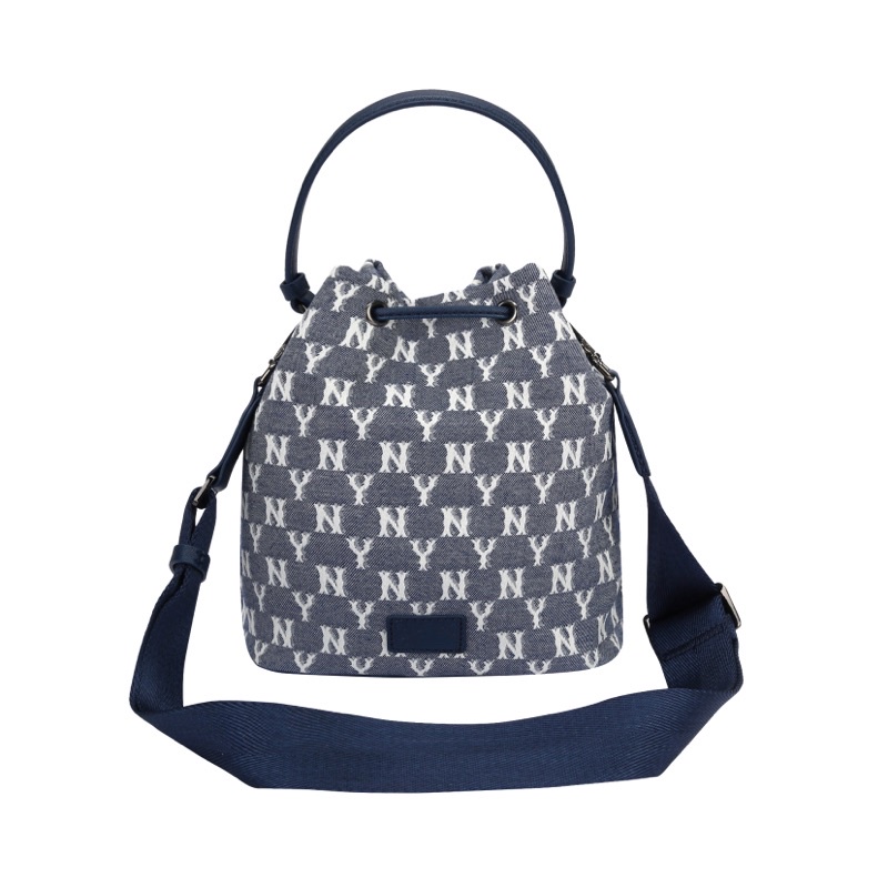 MLB Korea Monogram Jacquard Bucket Bag NY Yankees 32BG34111-50B 100%  Authentic