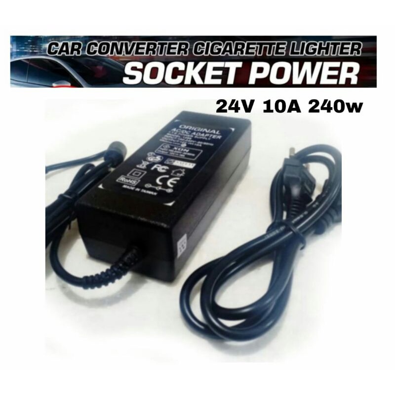 Jual socket adaptor 24v 10A 240w 24 volt 10 ampere lighter soket plug ...