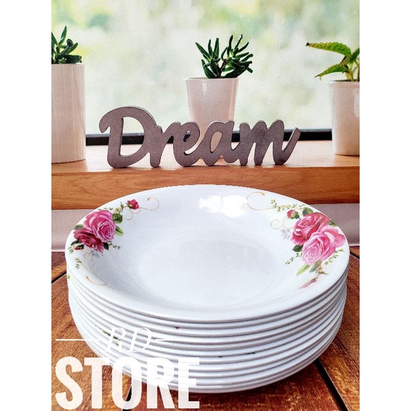 Jual Promo Pcs Piring Makan Cekung Motif Rose Melamine Ware Tebal Dan Kuat Shopee Indonesia