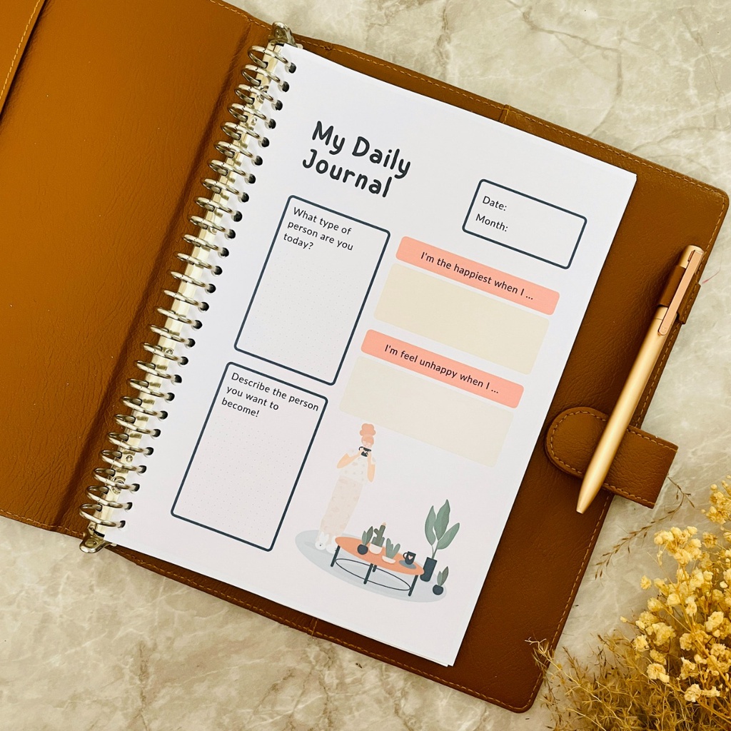 Jual Daily Journal, Jurnal Harian, Catatan Harian, Isi binder, Kertas