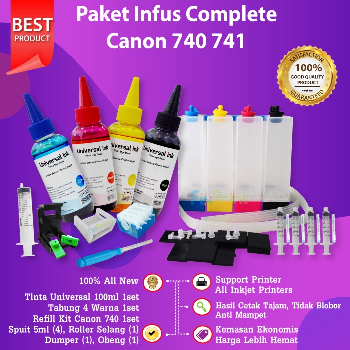 Jual Paket Infus Tinta 100ml Refill Kit Cartridge 40 41 740 741 88 98 ...