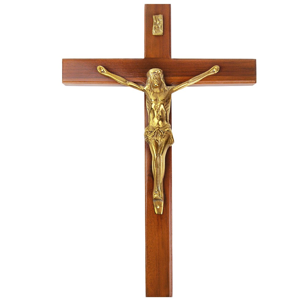 Jual Salib Dinding Gantung Kayu Jati Courpus Patung Yesus INRI Logam ...