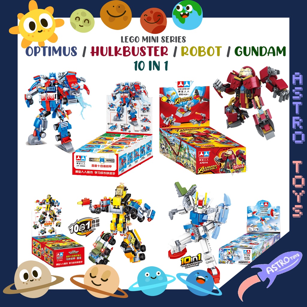 Jual Mainan Bricks Robot Transform Mini 10 in 1 Series - Optimus Gundam ...