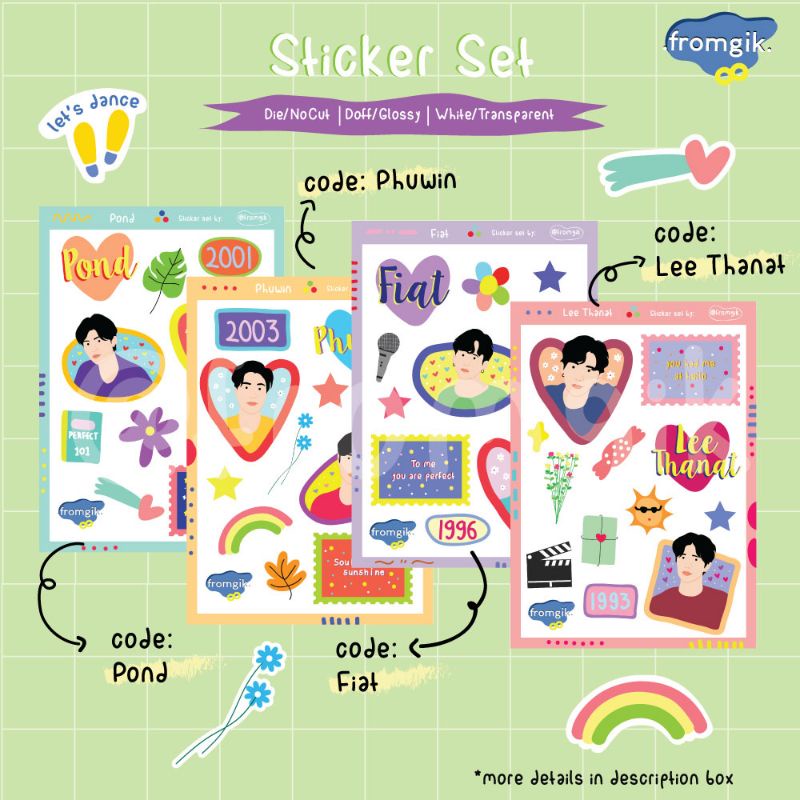 Jual Sticker GMM Boys set IV (Pond / Phuwin / Fiat / Lee Thanat ...
