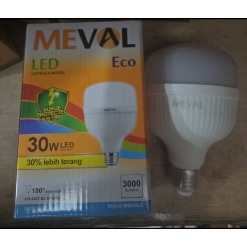 Jual Meval led bulb Model CAPSULE 30W ECO. 30 watt daylight putih ...
