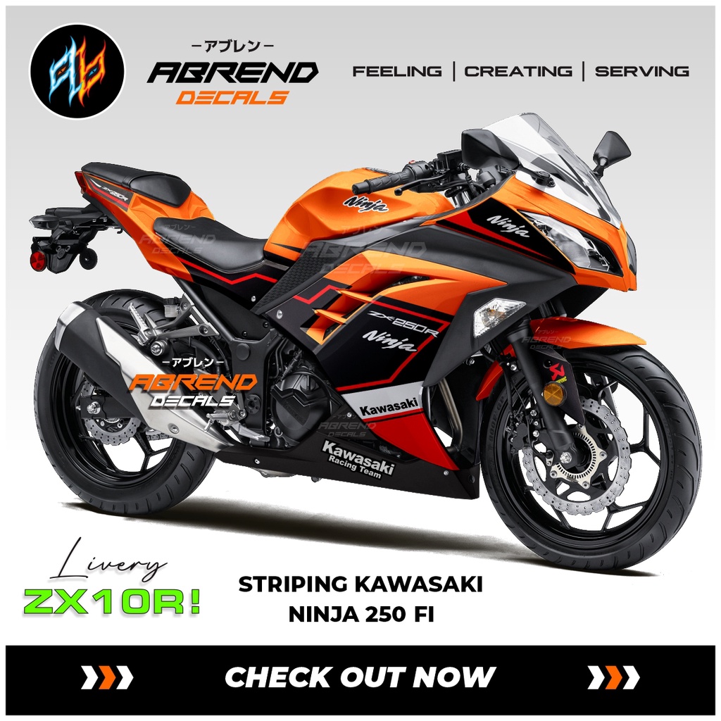 Striping Ninja 250 Fi Stiker Motor Kawasaki Ninja Fi Livery ZX10R Stock  Decal