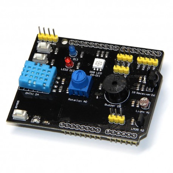 Jual 9 in1 multi-function DHT11 LM35 Buzzer LDR Sensor Shield UNO ...