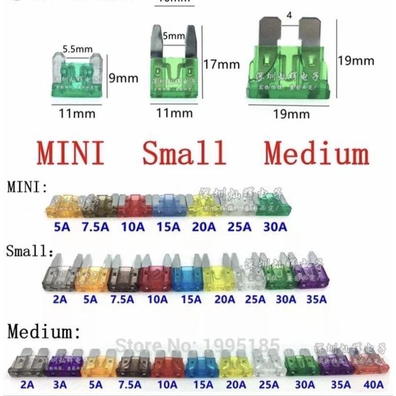 Jual Skring sekring tancap fuse medium standart mobil 10A,15A,20A,25A ...