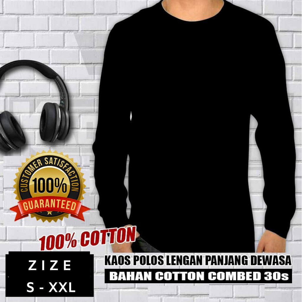 Jual Kaos Polos Lengan Panjang 100 Asli Catton Combed 30s Reaktif