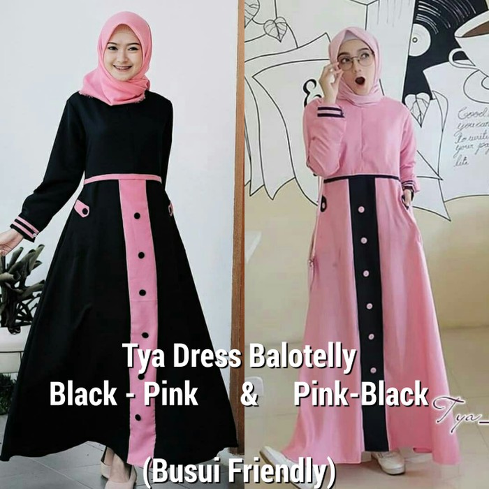 Dress hitam fashion pink