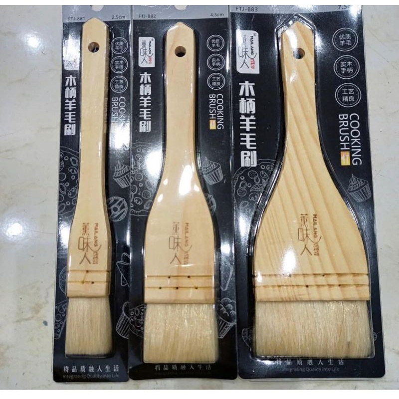 Jual kuas bulu domba tidak rontok / kuas roti / cooking brush | Shopee ...